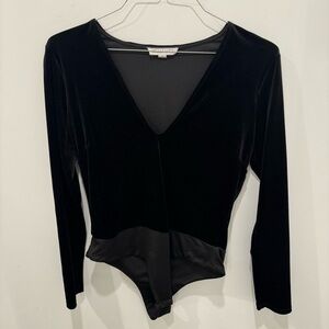 Stella Luce Black Velvet V-Neck Bodysuit